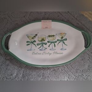Rachel Zoe Melamine Olive Martini Serving Platter Extra Dirty Please 19"x11" NWT